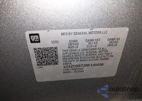 2024 Chevrolet Malibu Fwd 1Lt z USA, uszkodzony, nr VIN 1G1ZD5ST2RF145656